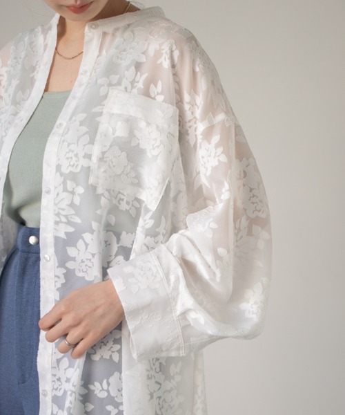 Kastane（カスタネ）の「ジャガード透けBIGシャツ（シャツ/ブラウス・レディース・オフホワイト/グリーン/イエロー・FREE）」の15枚目の写真