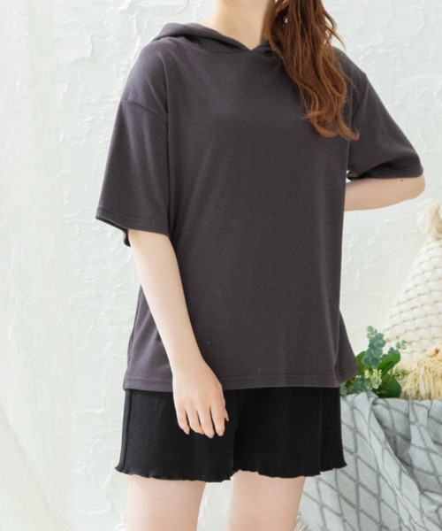 Mysa&Liina（ミーサリーナ）の「【セットアイテム】パーカー×ショートパンツ（ルームウェア/パジャマ・レディース・チャコールグレー/ベージュ/ホワイト系/ホワイト系1・M/L）」の3枚目の写真