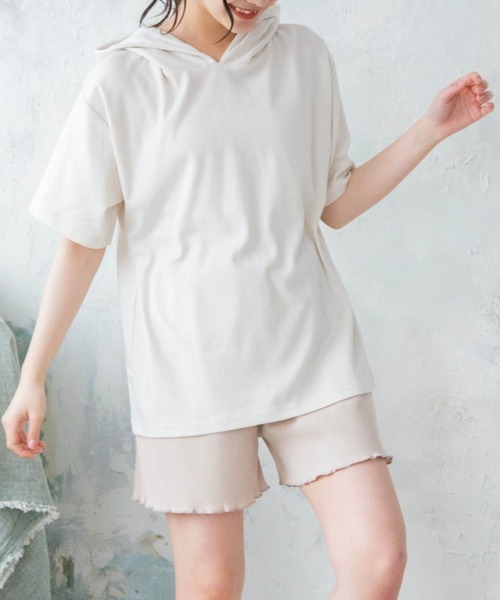 Mysa&Liina（ミーサリーナ）の「【セットアイテム】パーカー×ショートパンツ（ルームウェア/パジャマ・レディース・チャコールグレー/ベージュ/ホワイト系/ホワイト系1・M/L）」の14枚目の写真