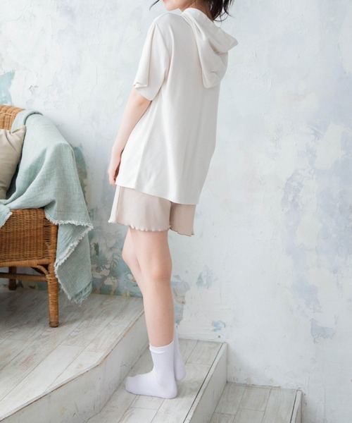 Mysa&Liina（ミーサリーナ）の「【セットアイテム】パーカー×ショートパンツ（ルームウェア/パジャマ・レディース・チャコールグレー/ベージュ/ホワイト系/ホワイト系1・M/L）」の16枚目の写真