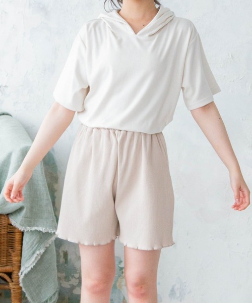 Mysa&Liina（ミーサリーナ）の「【セットアイテム】パーカー×ショートパンツ（ルームウェア/パジャマ・レディース・チャコールグレー/ベージュ/ホワイト系/ホワイト系1・M/L）」の18枚目の写真