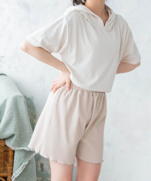 Mysa&Liina（ミーサリーナ）の「【セットアイテム】パーカー×ショートパンツ（ルームウェア/パジャマ・レディース・チャコールグレー/ベージュ/ホワイト系/ホワイト系1・M/L）」の17枚目の写真