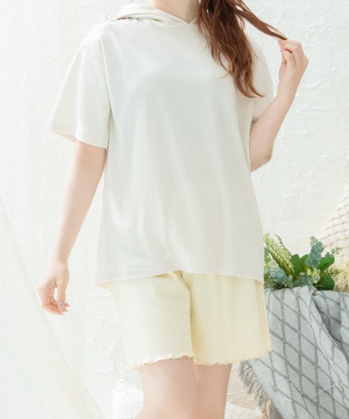 Mysa&Liina（ミーサリーナ）の「【セットアイテム】パーカー×ショートパンツ（ルームウェア/パジャマ・レディース・チャコールグレー/ベージュ/ホワイト系/ホワイト系1・M/L）」の9枚目の写真