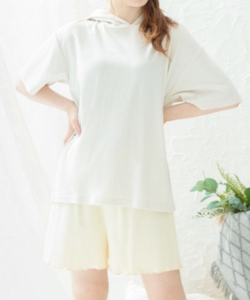 Mysa&Liina（ミーサリーナ）の「【セットアイテム】パーカー×ショートパンツ（ルームウェア/パジャマ・レディース・チャコールグレー/ベージュ/ホワイト系/ホワイト系1・M/L）」の11枚目の写真