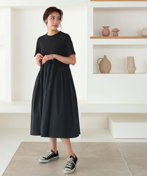 DONOBAN（ドノバン）の「カットソープリーツワンピース（ワンピース・レディース・ホワイト/ブラック・M）」の2枚目の写真