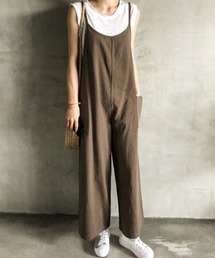 ルーズシルエット サロペットワイドパンツ