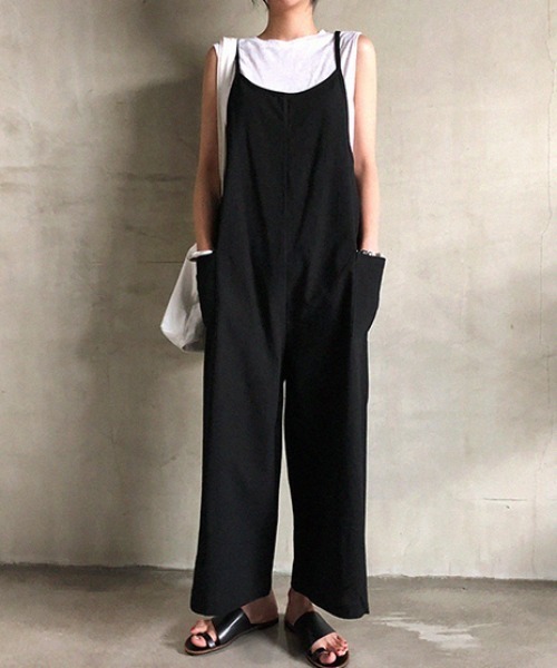 KOR（ケーオーアール）の「ルーズシルエット サロペットワイドパンツ（サロペット/オーバーオール・レディース・ブラック/ブラウン・FREE）」の20枚目の写真