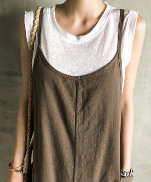 KOR（ケーオーアール）の「ルーズシルエット サロペットワイドパンツ（サロペット/オーバーオール・レディース・ブラック/ブラウン・FREE）」の12枚目の写真