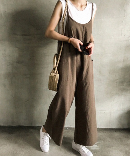 KOR（ケーオーアール）の「ルーズシルエット サロペットワイドパンツ（サロペット/オーバーオール・レディース・ブラック/ブラウン・FREE）」の21枚目の写真