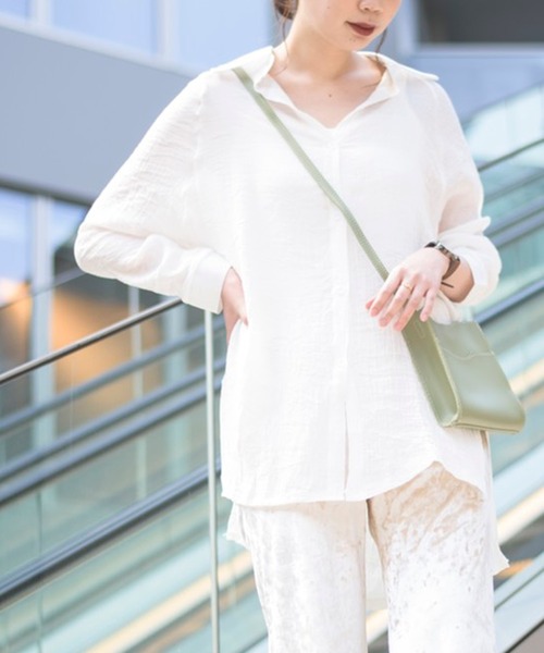 MAISON BREEZE（メゾンブリーズ）の「【MAISON BREEZE】ガーゼタッチスタンダードカラーロングシャツ（シャツ/ブラウス・レディース・ホワイト/ブルー/ラベンダー/シャーベット・FREE）」の16枚目の写真