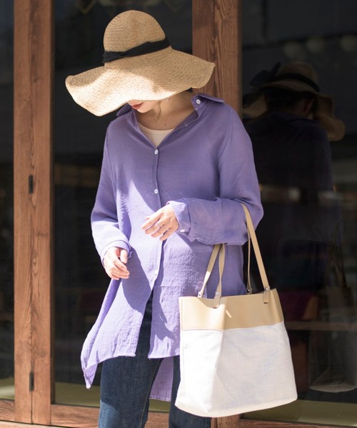 MAISON BREEZE（メゾンブリーズ）の「【MAISON BREEZE】ガーゼタッチスタンダードカラーロングシャツ（シャツ/ブラウス・レディース・ホワイト/ブルー/ラベンダー/シャーベット・FREE）」の18枚目の写真