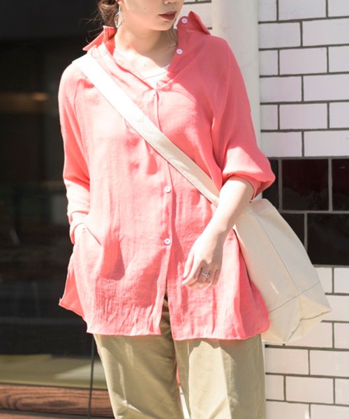 MAISON BREEZE（メゾンブリーズ）の「【MAISON BREEZE】ガーゼタッチスタンダードカラーロングシャツ（シャツ/ブラウス・レディース・ホワイト/ブルー/ラベンダー/シャーベット・FREE）」の19枚目の写真