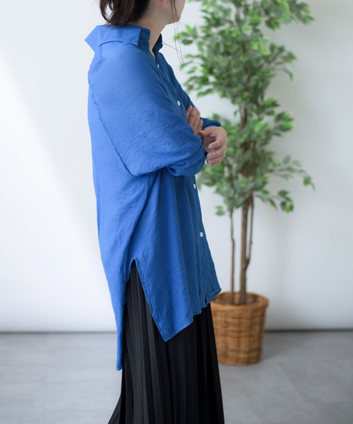 MAISON BREEZE（メゾンブリーズ）の「【MAISON BREEZE】ガーゼタッチスタンダードカラーロングシャツ（シャツ/ブラウス・レディース・ホワイト/ブルー/ラベンダー/シャーベット・FREE）」の11枚目の写真