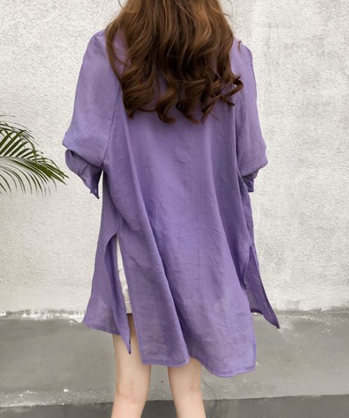 MAISON BREEZE（メゾンブリーズ）の「【MAISON BREEZE】ガーゼタッチスタンダードカラーロングシャツ（シャツ/ブラウス・レディース・ホワイト/ブルー/ラベンダー/シャーベット・FREE）」の7枚目の写真