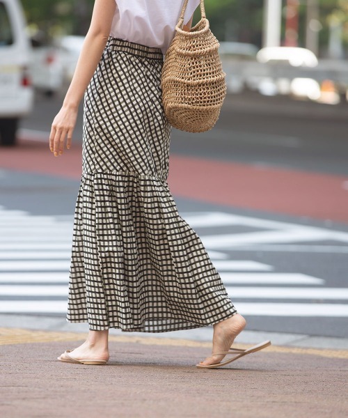 marjour CHECK TIERED SKIRT グリーン　ギンガムチェック marjour（マージュール）の「CHECK TIERED SKIRT（スカート