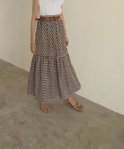 marjour（マージュール）の「CHECK TIERED SKIRT（スカート・レディース・ブラウン/グリーン・MEDIUM/MEDIUM/TALL）」の7枚目の写真