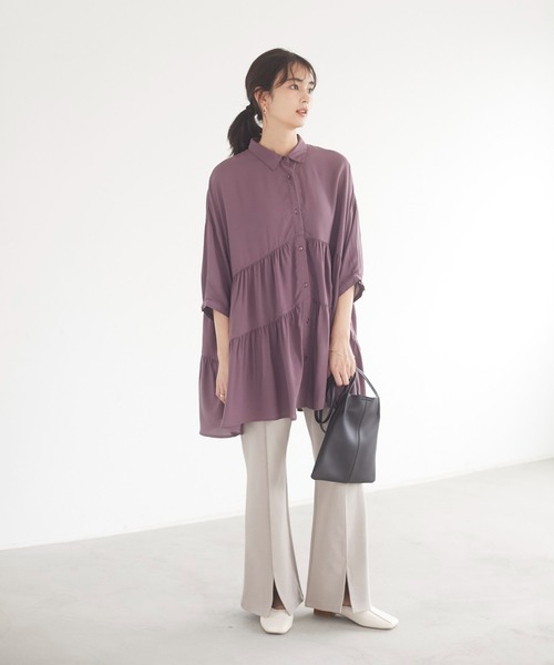 CRAFT STANDARD BOUTIQUE（クラフトスタンダードブティック）の「変形ティアードシャツ　＊◇（シャツ/ブラウス・レディース・ダークパープル/ブラック/ベージュ/アイボリー・FREE）」の5枚目の写真