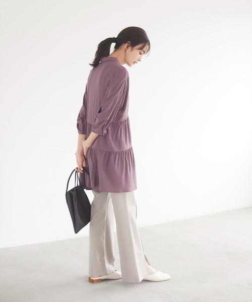 CRAFT STANDARD BOUTIQUE（クラフトスタンダードブティック）の「変形ティアードシャツ　＊◇（シャツ/ブラウス・レディース・ダークパープル/ブラック/ベージュ/アイボリー・FREE）」の6枚目の写真