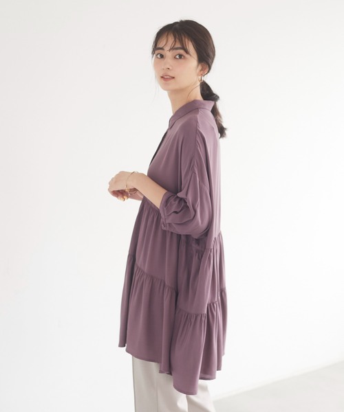 CRAFT STANDARD BOUTIQUE（クラフトスタンダードブティック）の「変形ティアードシャツ　＊◇（シャツ/ブラウス・レディース・ダークパープル/ブラック/ベージュ/アイボリー・FREE）」の7枚目の写真