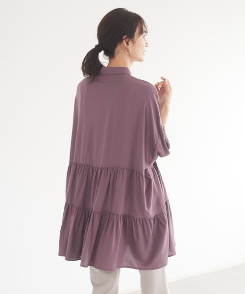 CRAFT STANDARD BOUTIQUE（クラフトスタンダードブティック）の「変形ティアードシャツ　＊◇（シャツ/ブラウス・レディース・ダークパープル/ブラック/ベージュ/アイボリー・FREE）」の8枚目の写真