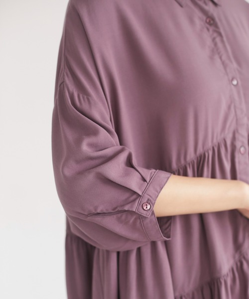 CRAFT STANDARD BOUTIQUE（クラフトスタンダードブティック）の「変形ティアードシャツ　＊◇（シャツ/ブラウス・レディース・ダークパープル/ブラック/ベージュ/アイボリー・FREE）」の10枚目の写真