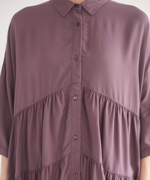 CRAFT STANDARD BOUTIQUE（クラフトスタンダードブティック）の「変形ティアードシャツ　＊◇（シャツ/ブラウス・レディース・ダークパープル/ブラック/ベージュ/アイボリー・FREE）」の11枚目の写真