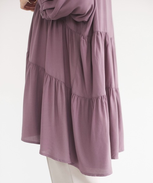 CRAFT STANDARD BOUTIQUE（クラフトスタンダードブティック）の「変形ティアードシャツ　＊◇（シャツ/ブラウス・レディース・ダークパープル/ブラック/ベージュ/アイボリー・FREE）」の12枚目の写真