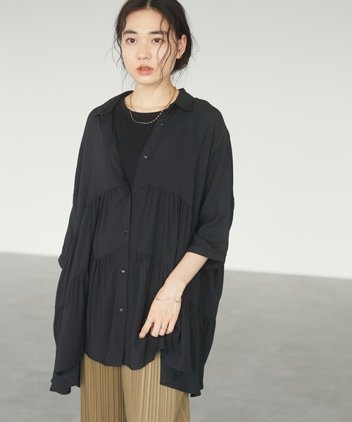 CRAFT STANDARD BOUTIQUE（クラフトスタンダードブティック）の「変形ティアードシャツ　＊◇（シャツ/ブラウス・レディース・ダークパープル/ブラック/ベージュ/アイボリー・FREE）」の16枚目の写真