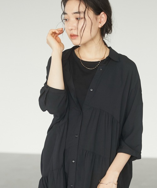 CRAFT STANDARD BOUTIQUE（クラフトスタンダードブティック）の「変形ティアードシャツ　＊◇（シャツ/ブラウス・レディース・ダークパープル/ブラック/ベージュ/アイボリー・FREE）」の17枚目の写真