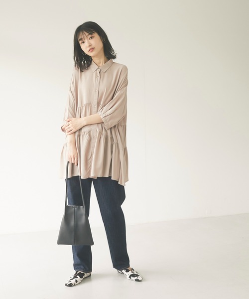 CRAFT STANDARD BOUTIQUE（クラフトスタンダードブティック）の「変形ティアードシャツ　＊◇（シャツ/ブラウス・レディース・ダークパープル/ブラック/ベージュ/アイボリー・FREE）」の18枚目の写真