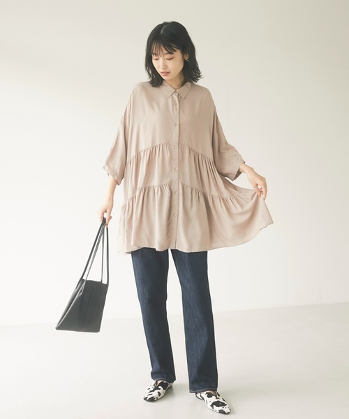 CRAFT STANDARD BOUTIQUE（クラフトスタンダードブティック）の「変形ティアードシャツ　＊◇（シャツ/ブラウス・レディース・ダークパープル/ブラック/ベージュ/アイボリー・FREE）」の19枚目の写真