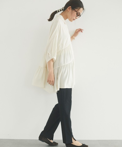 CRAFT STANDARD BOUTIQUE（クラフトスタンダードブティック）の「変形ティアードシャツ　＊◇（シャツ/ブラウス・レディース・ダークパープル/ブラック/ベージュ/アイボリー・FREE）」の15枚目の写真