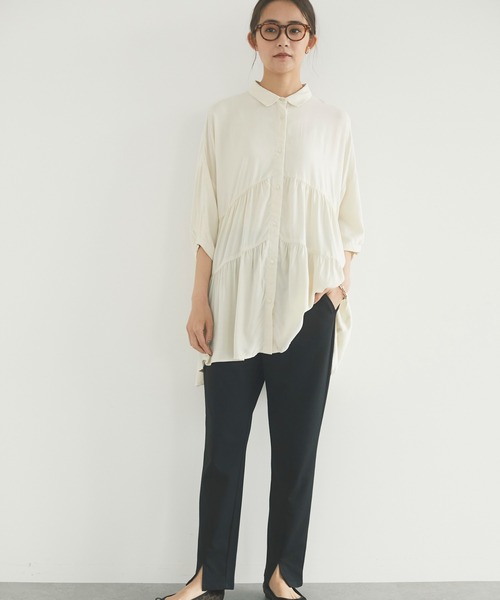 CRAFT STANDARD BOUTIQUE（クラフトスタンダードブティック）の「変形ティアードシャツ　＊◇（シャツ/ブラウス・レディース・ダークパープル/ブラック/ベージュ/アイボリー・FREE）」の14枚目の写真