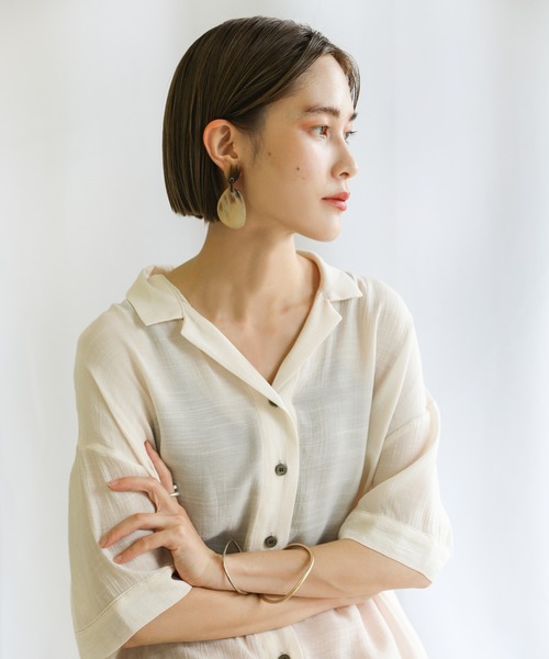 select MOCA（セレクトモカ）の「2021 AW マーブルドロッププレートイヤリング（イヤリング・レディース・ブラウン/ライトベージュ・FREE）」の10枚目の写真