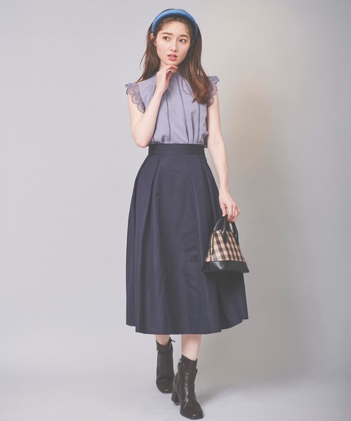 31 Sons de mode（トランテアン　ソン　ドゥ　モード）の「バックチュールタフタフレアスカート（スカート・レディース・ボルドー/マスタード/ネイビー・36/38）」の6枚目の写真