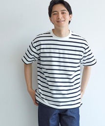 メンズ ハリ感ボーダークルーネックTシャツ