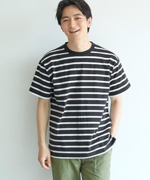 メンズ ハリ感ボーダークルーネックTシャツ