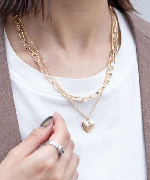 PairPair(ペアペア)の「ハートチェーンネックレス(ネックレス・レディース・シルバー/ゴールド・FREE)」の2枚目の写真