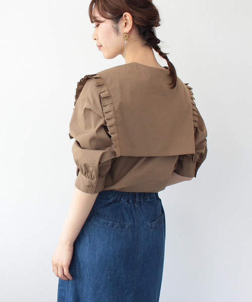 Three Four Time（ｽﾘｰﾌｫｰﾀｲﾑ）の「タックカラークルーブラウス（シャツ/ブラウス・レディース・ブラウン/ブラック・ONE SIZE）」の10枚目の写真