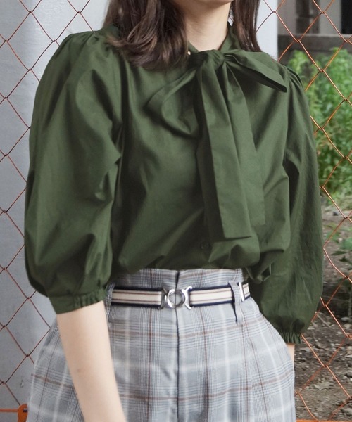 179/WG（イチナナキュウダブルジー）の「前後2WAYコットンブラウス（シャツ/ブラウス・レディース・ブラック/ブラウン/オフホワイト/グリーン・MEDIUM）」の4枚目の写真