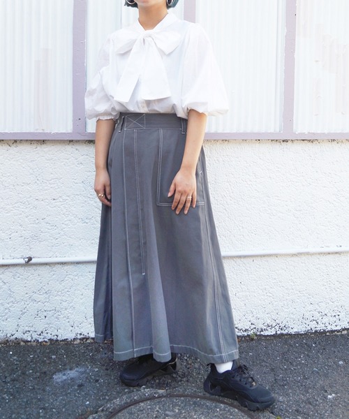 179/WG（イチナナキュウダブルジー）の「前後2WAYコットンブラウス（シャツ/ブラウス・レディース・ブラック/ブラウン/オフホワイト/グリーン・MEDIUM）」の21枚目の写真