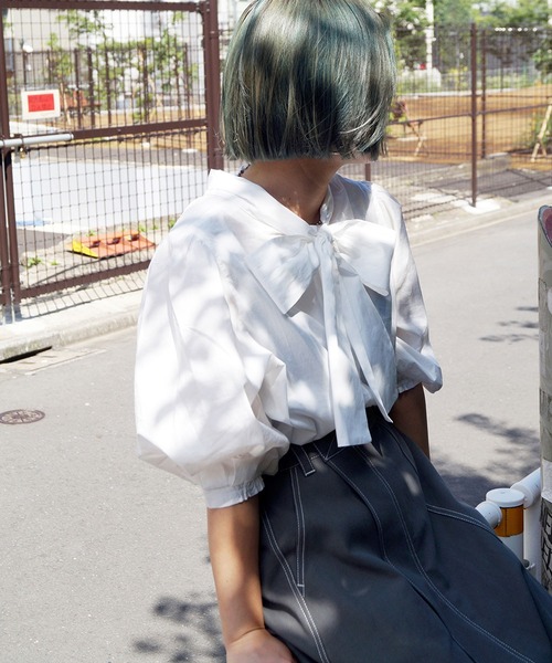 179/WG（イチナナキュウダブルジー）の「前後2WAYコットンブラウス（シャツ/ブラウス・レディース・ブラック/ブラウン/オフホワイト/グリーン・MEDIUM）」の22枚目の写真
