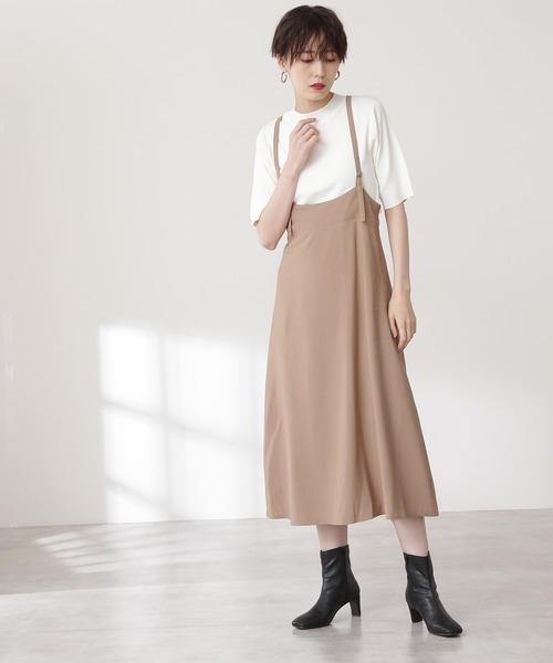 N.（N. Natural Beauty Basic）（エヌエヌナチュラルビューティーベーシック）の「【追加生産】◆ツイルドレープサスペンダー付スカート（スカート・レディース・ブラック/モカ/ライトカーキ・MEDIUM）」の8枚目の写真