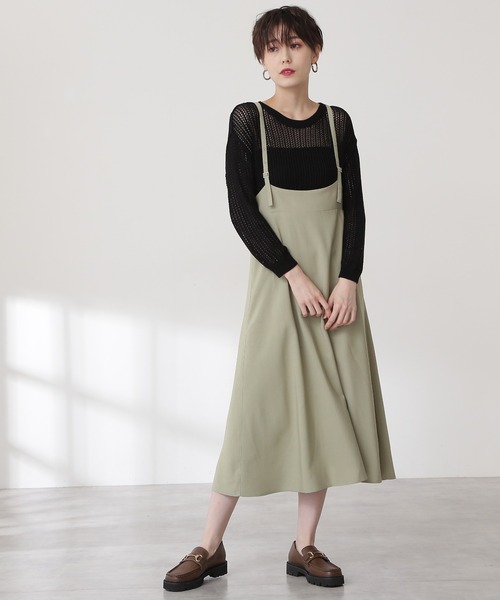 N.（N. Natural Beauty Basic）（エヌエヌナチュラルビューティーベーシック）の「【追加生産】◆ツイルドレープサスペンダー付スカート（スカート・レディース・ブラック/モカ/ライトカーキ・MEDIUM）」の12枚目の写真