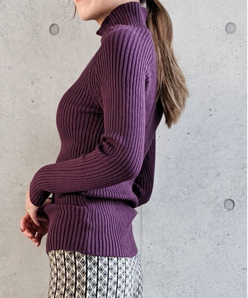 Per sist ence(パーシエンス)の「Per sist ence/パーシエンス リブ編み ボトルネック(ニット/セーター・レディース・ホワイト/ブラック/ベージュ/パープル/グレー/ブラウン/グリーン・FREE)」の7枚目の写真