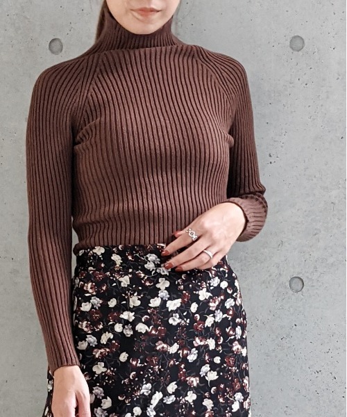 Per sist ence(パーシエンス)の「Per sist ence/パーシエンス リブ編み ボトルネック(ニット/セーター・レディース・ホワイト/ブラック/ベージュ/パープル/グレー/ブラウン/グリーン・FREE)」の5枚目の写真