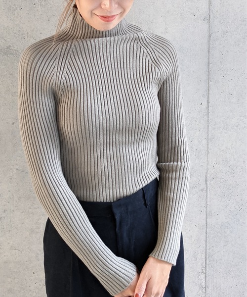 Per sist ence(パーシエンス)の「Per sist ence/パーシエンス リブ編み ボトルネック(ニット/セーター・レディース・ホワイト/ブラック/ベージュ/パープル/グレー/ブラウン/グリーン・FREE)」の6枚目の写真