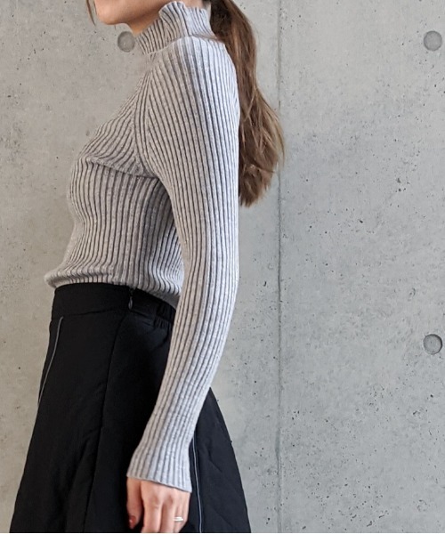 Per sist ence(パーシエンス)の「Per sist ence/パーシエンス リブ編み ボトルネック(ニット/セーター・レディース・ホワイト/ブラック/ベージュ/パープル/グレー/ブラウン/グリーン・FREE)」の10枚目の写真