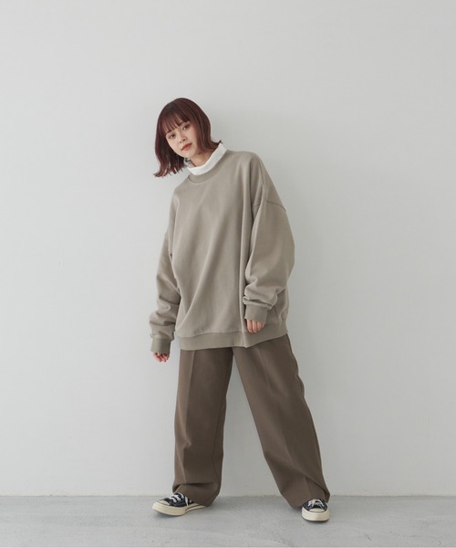 flaner(フラネ)の「ルーズスウェット【ユニセックス対応】(スウェット・レディース・グレー/カーキ/グレイッシュベージュ・MEDIUM/LARGE)」の16枚目の写真