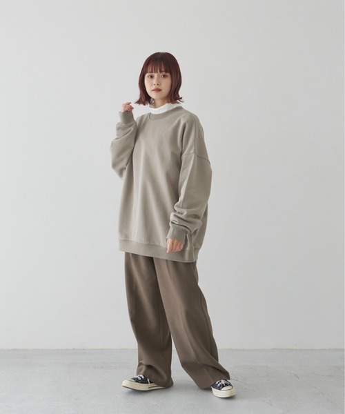 flaner(フラネ)の「ルーズスウェット【ユニセックス対応】(スウェット・レディース・グレー/カーキ/グレイッシュベージュ・MEDIUM/LARGE)」の18枚目の写真